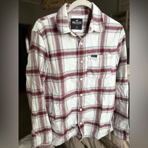 HOLLISTER- Maroon and White flannel